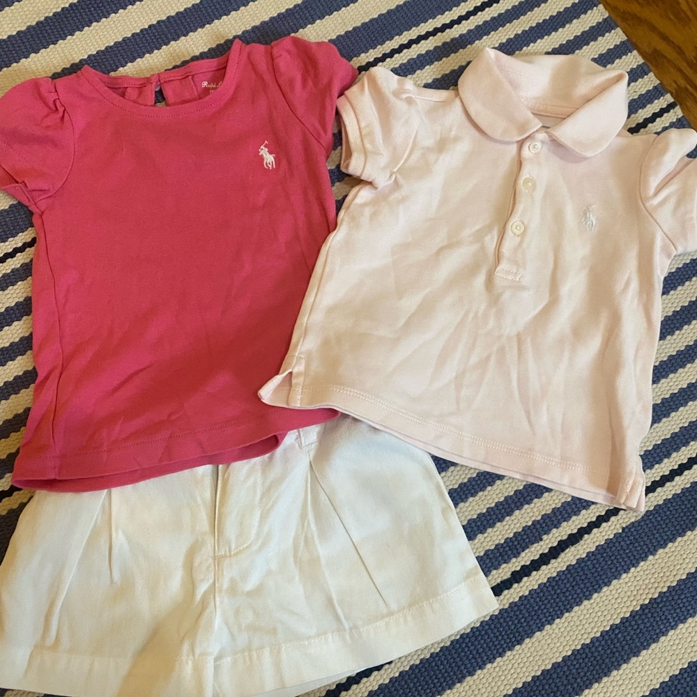 Ralph Lauren Kids Pink and White Shirts & Tops